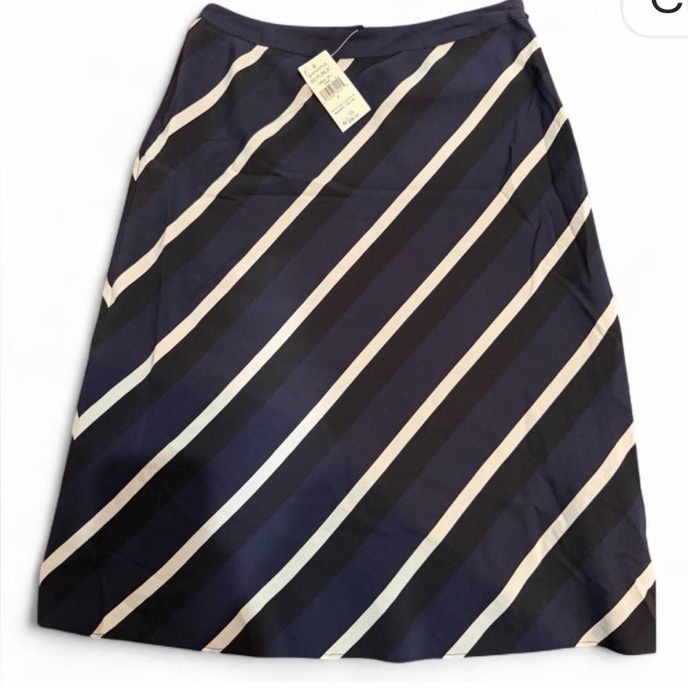 Banana Republic Silk Navy and White A-Line Skirt Size 0 NWT - Picture 1 of 4